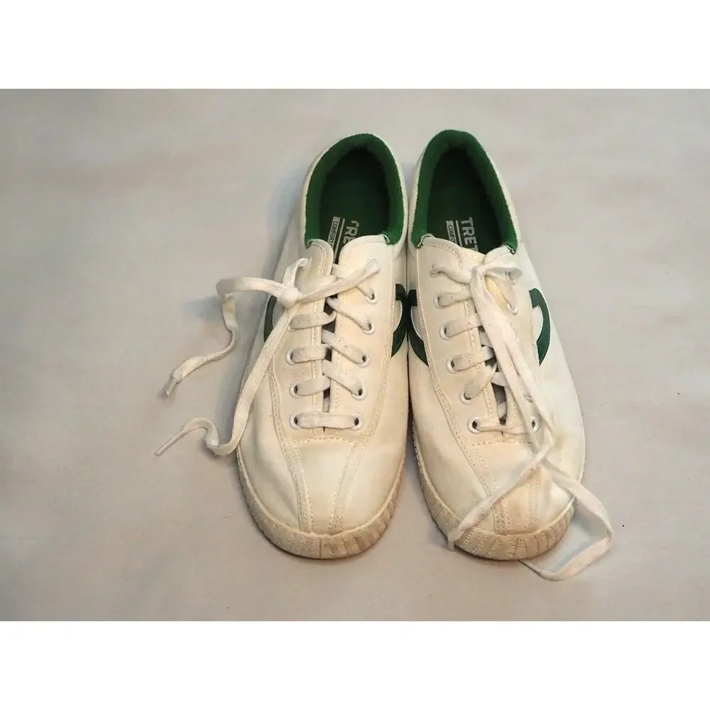 Tretorn Nylite Womens 8 White Green Canvas Low Top Tennis Shoes Sneakers Preppy
